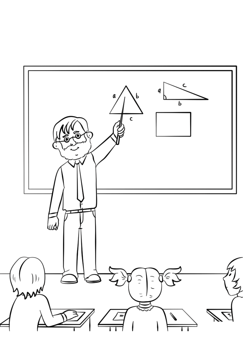 Coloriage Enseignant De Mathematique École - Rentrée scolaire à imprimer
