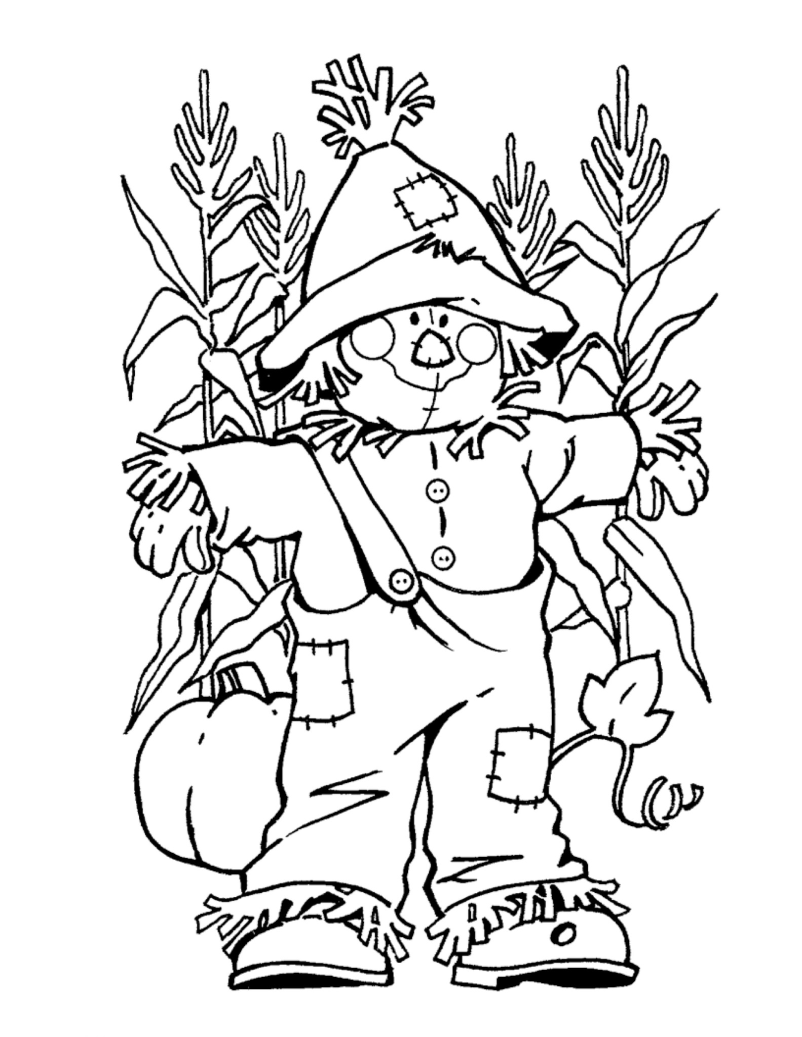 Coloriage Épouvantail Automne - Automne à imprimer