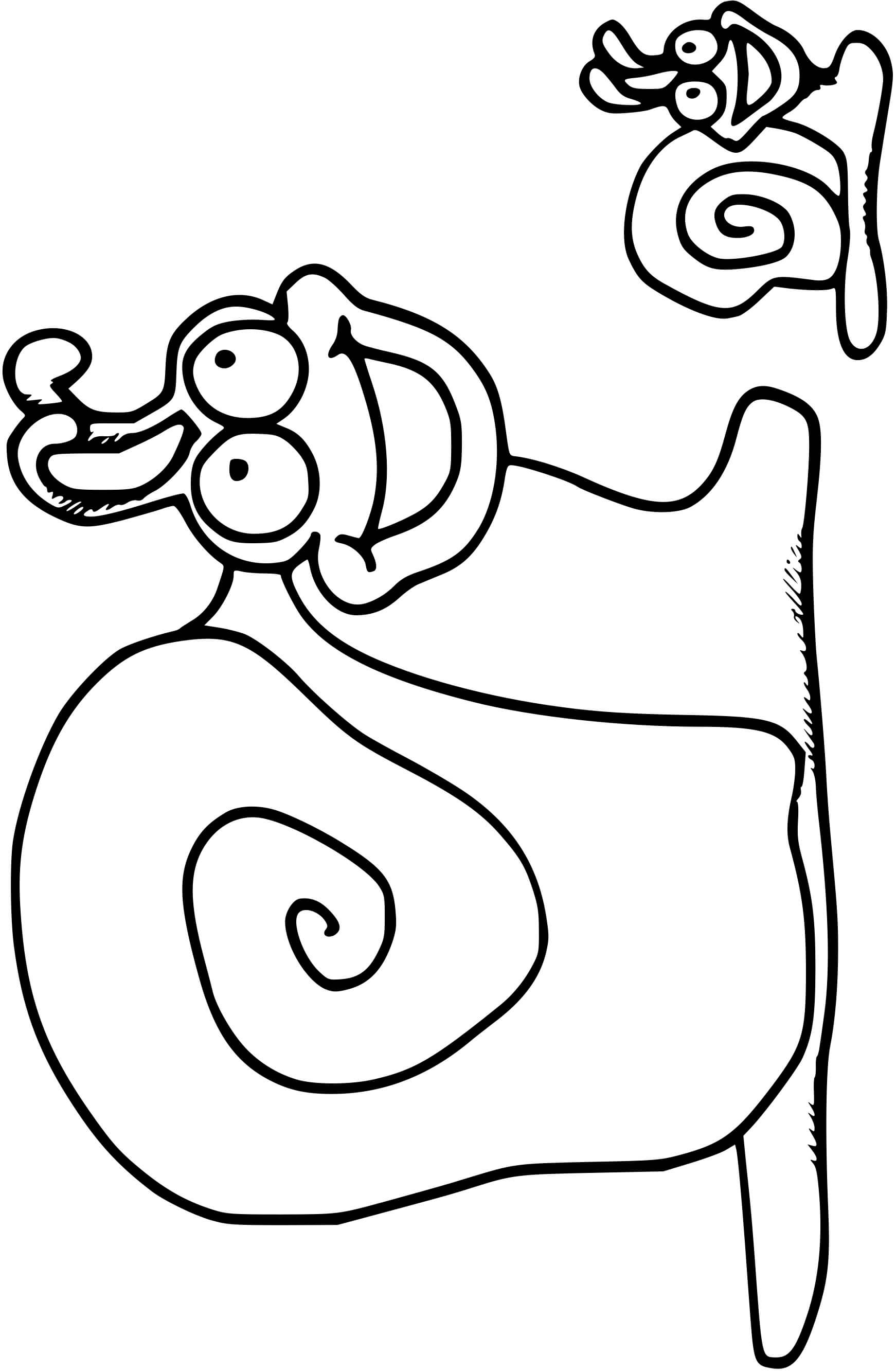 Coloriage Escargot Helix Aspersa Avec Son Bébé - Escargot à imprimer