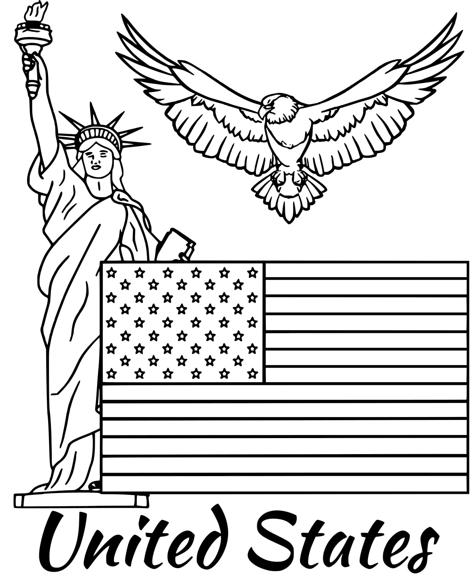 Coloriage États Unis Drapeau - Drapeau à imprimer