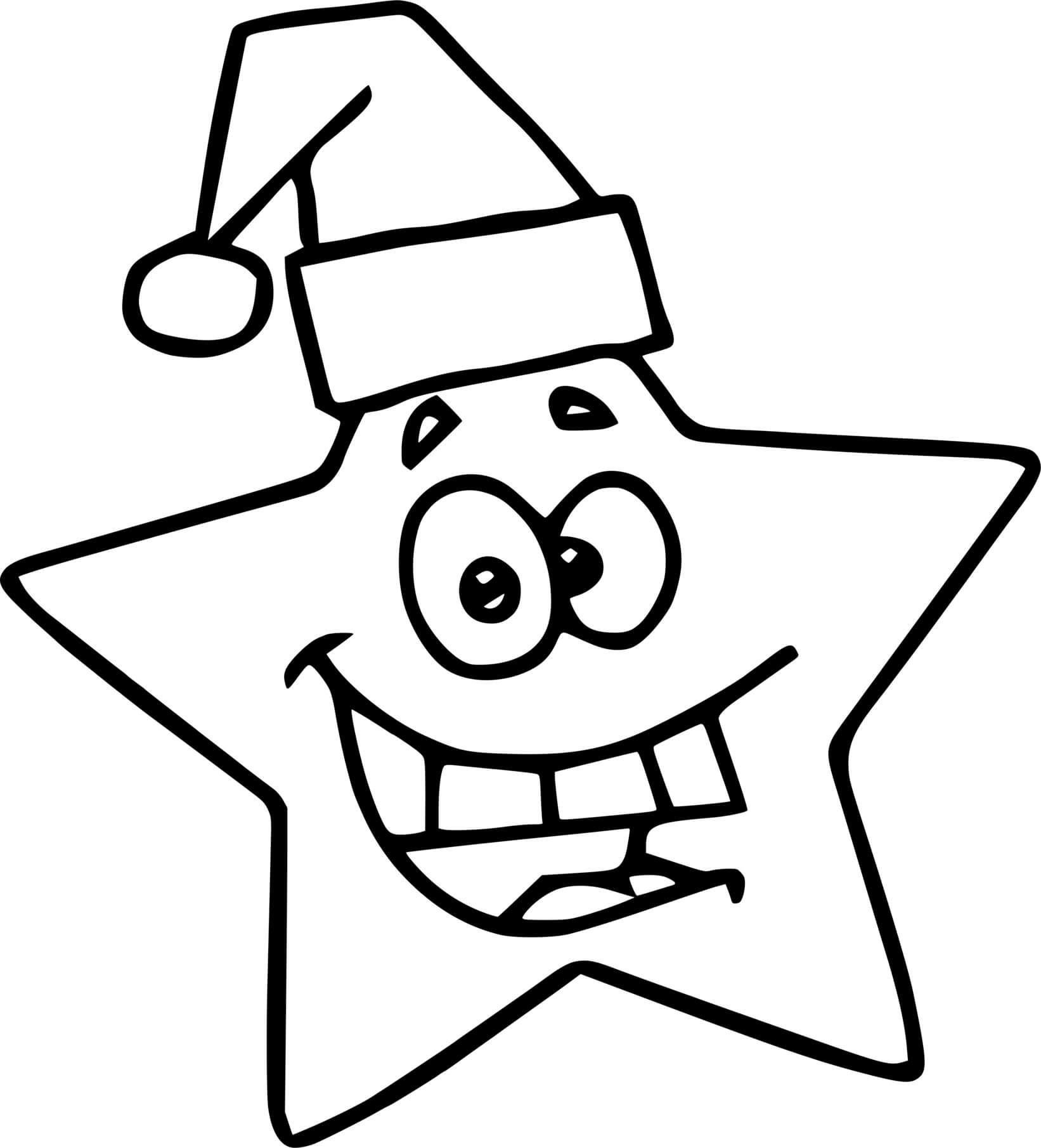 Coloriage Étoile Avec Chapeau De Noël Et Grand Sourire - Étoile à imprimer