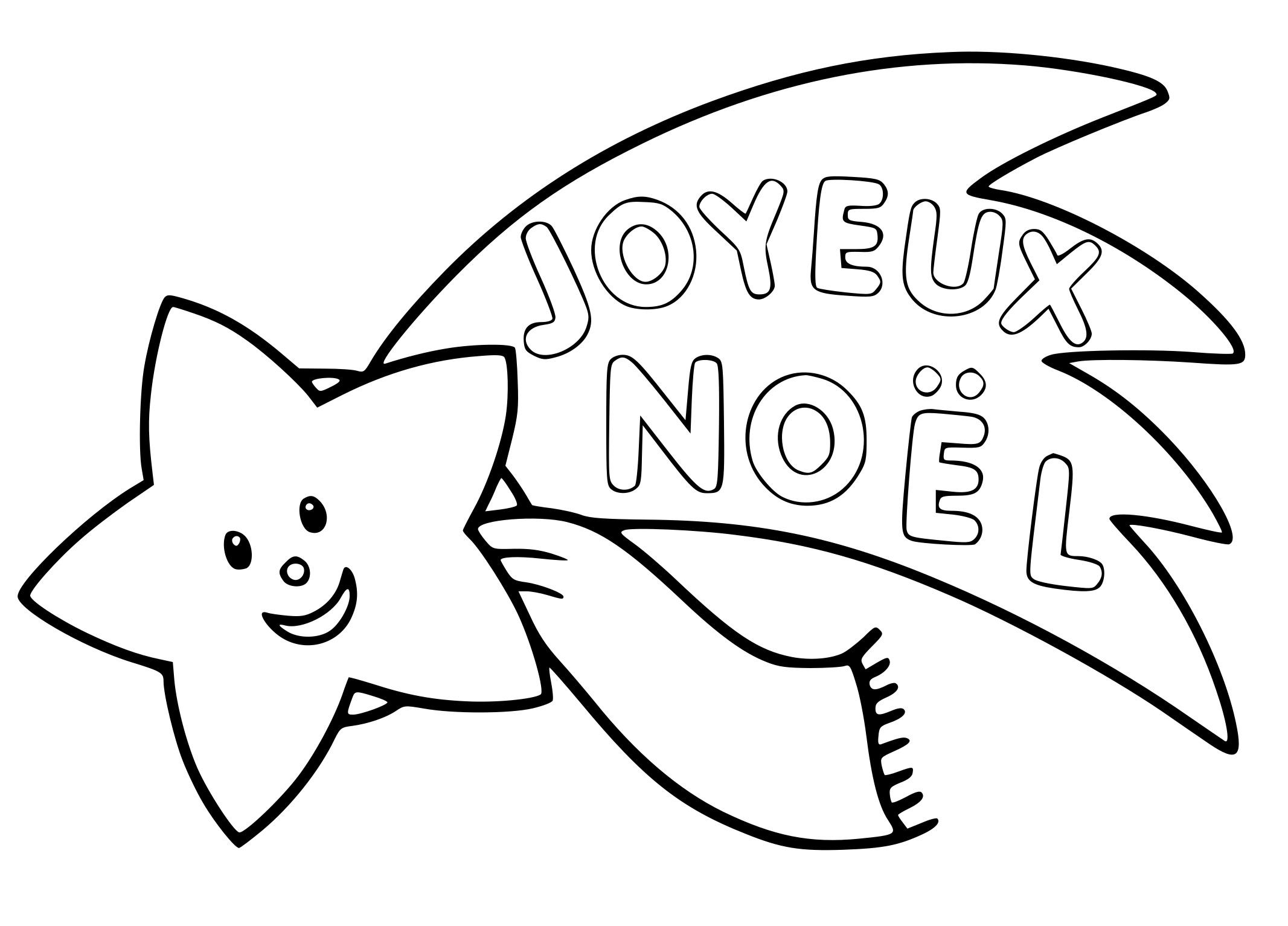 Coloriage Étoile Avec Joyeux Noël - Étoile à imprimer
