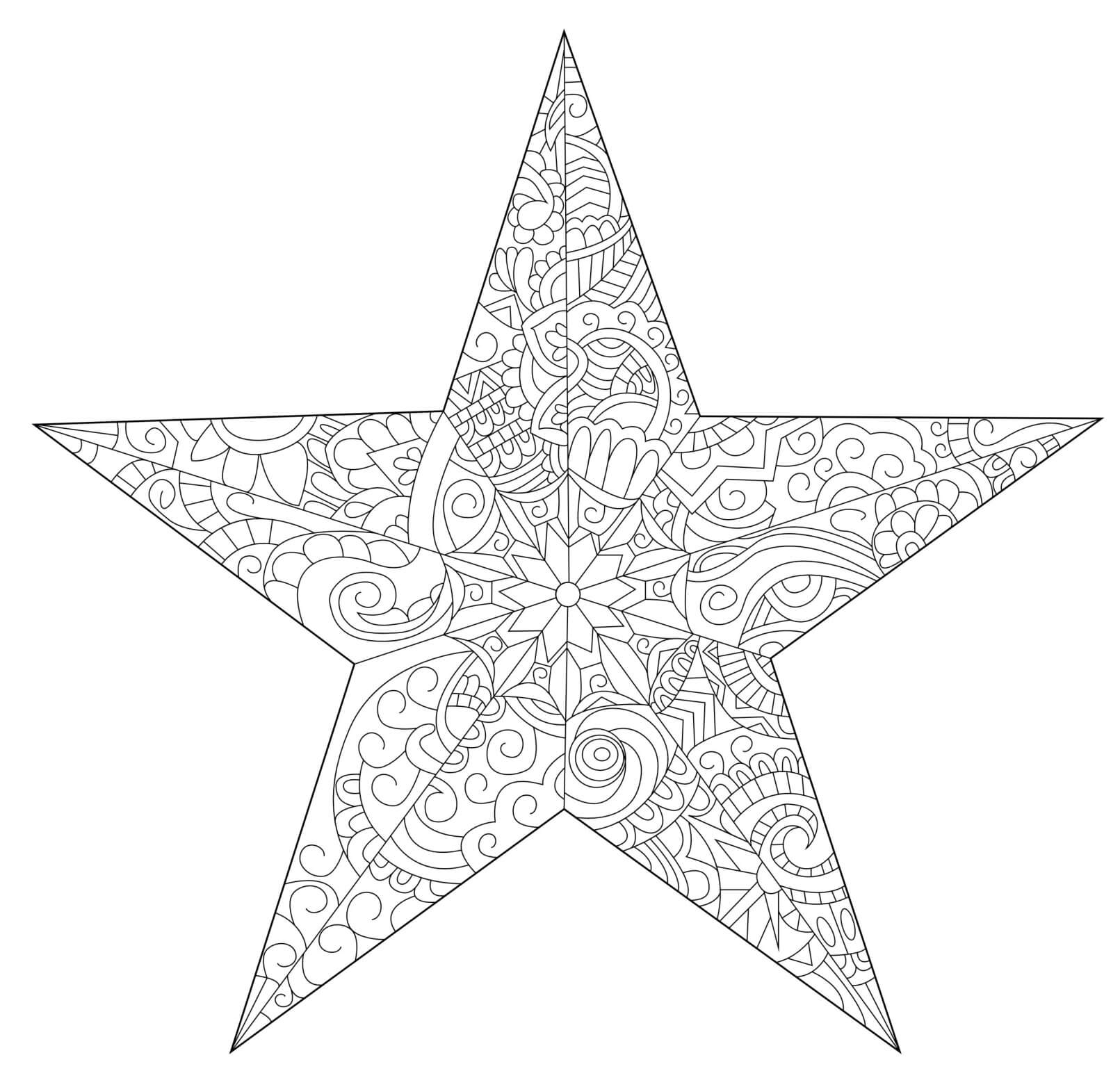 Coloriage Étoile Décorative De Noël Mandala Anti Stress - Noël adulte à imprimer