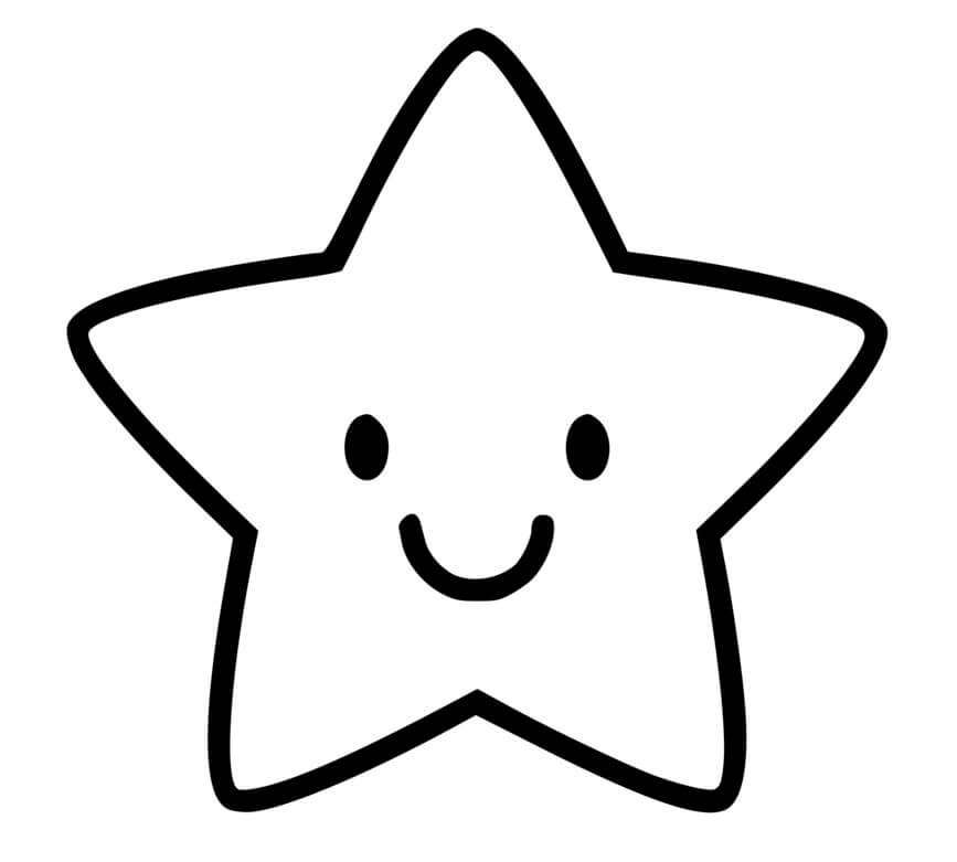 Coloriage Étoile Maternelle Facile Sourire - Étoile à imprimer