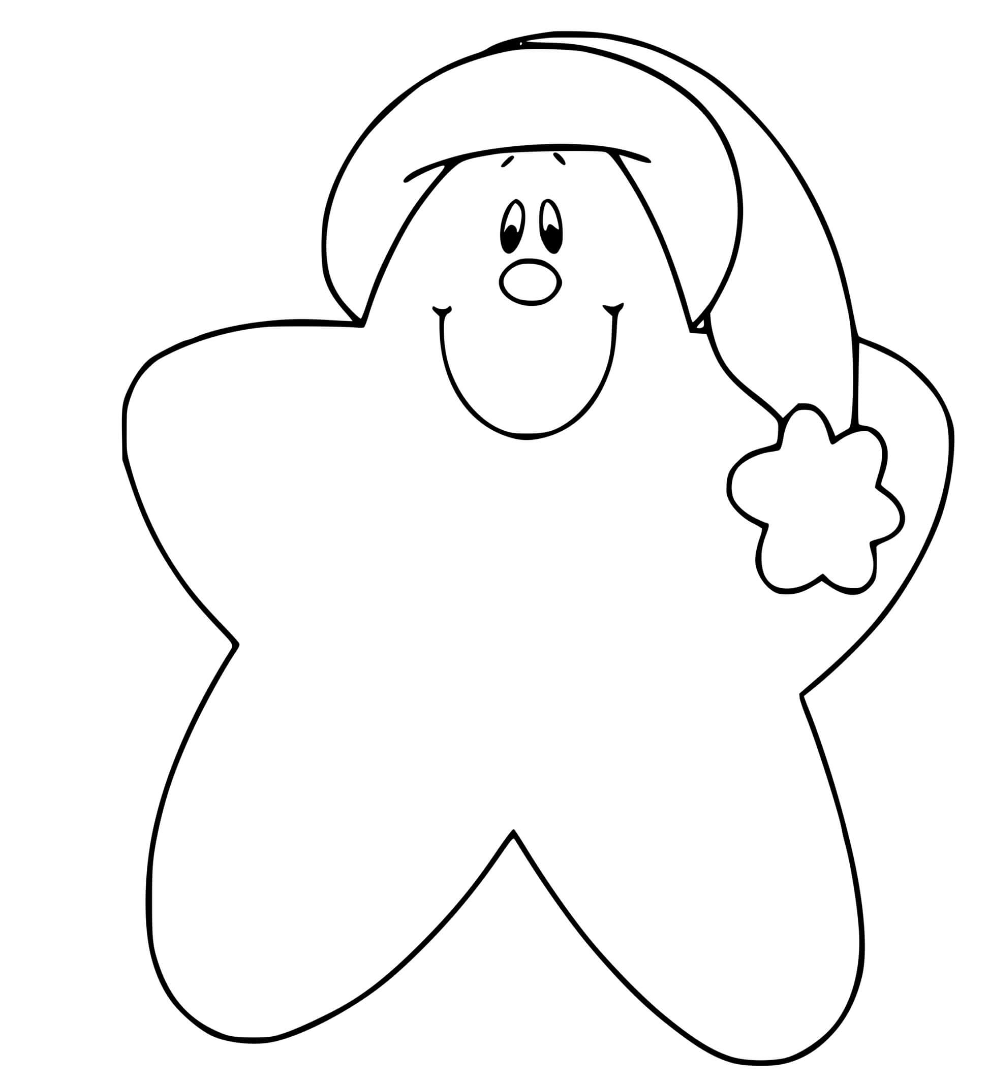 Coloriage Étoile Souriante Avec Chapeau De Noël Hiver - Étoile à imprimer