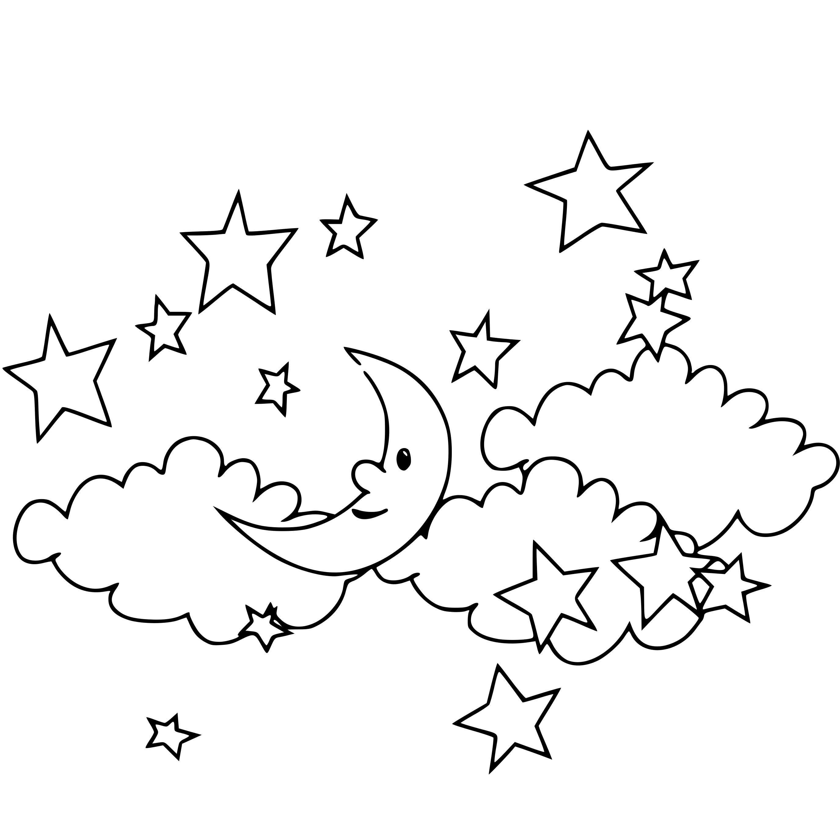 Coloriage Étoiles Dans Le Ciel - Étoile à imprimer