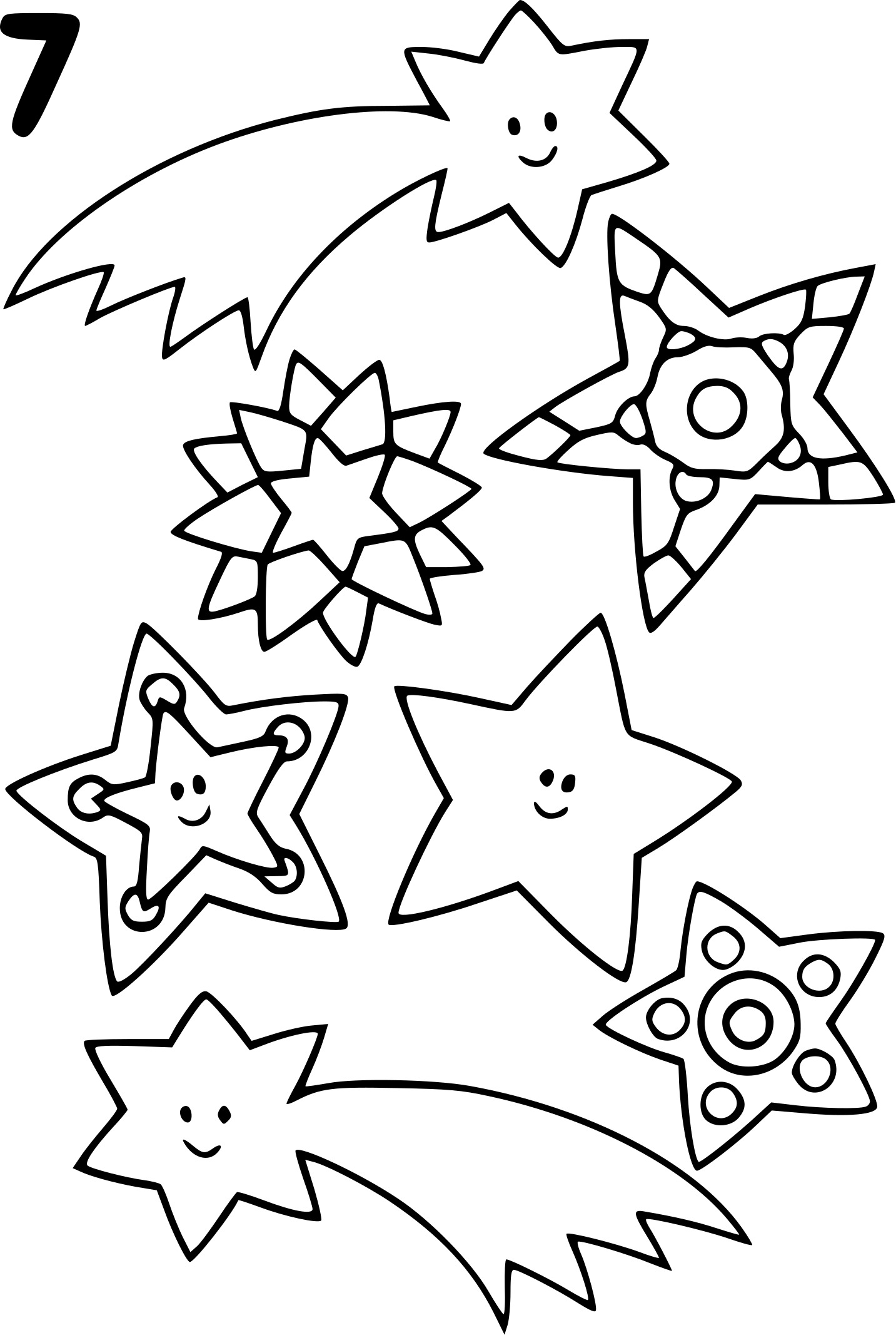 Coloriage Étoiles Filantes Facile Maternelle - Étoile à imprimer