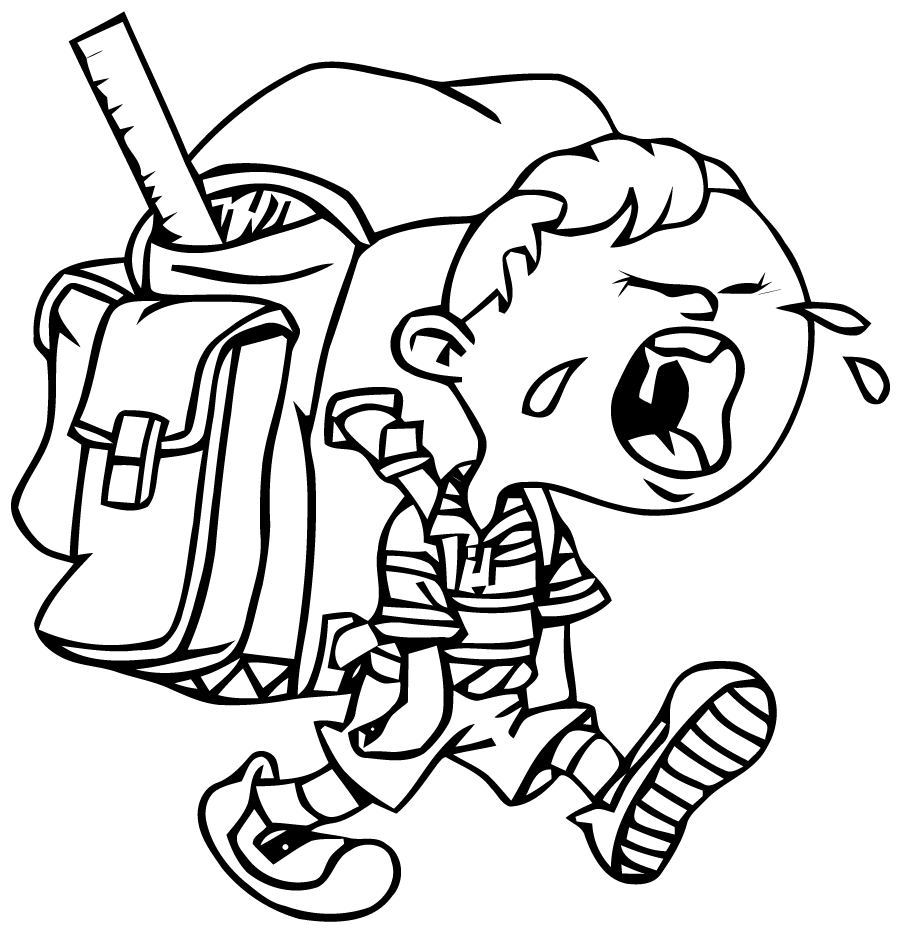 Coloriage Étudiant Triste Retour École - École à imprimer