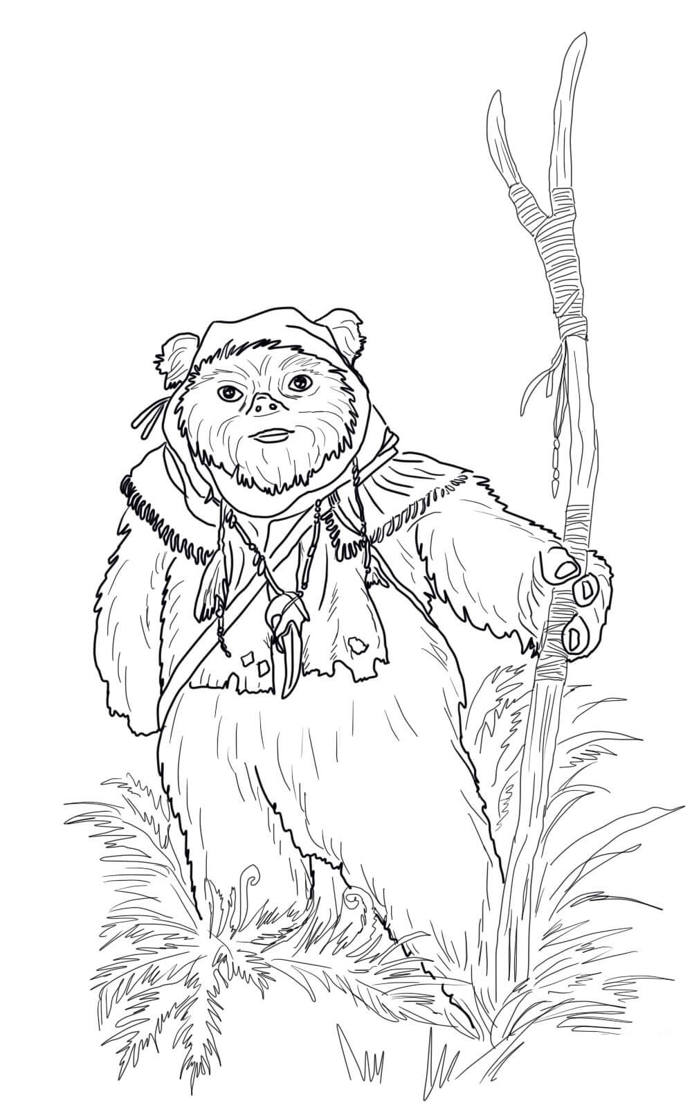 Coloriage Les Ewoks du Retour du Jedi - Star wars à imprimer