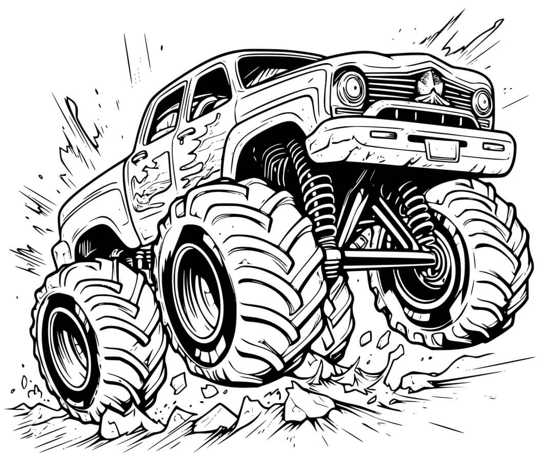 Coloriage Explosive Monster Jam Truck - Monster truck à imprimer
