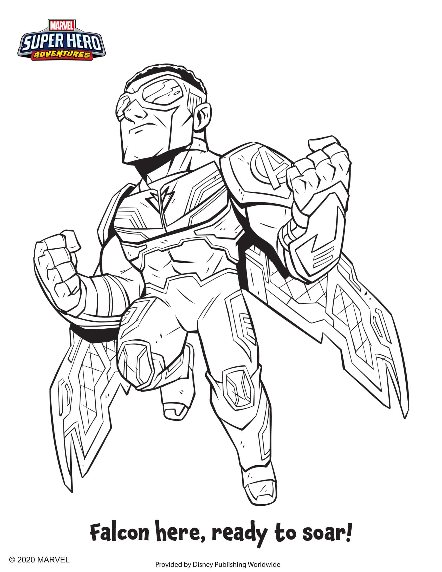Coloriage Falcon Marvel Super Héros - Marvel à imprimer