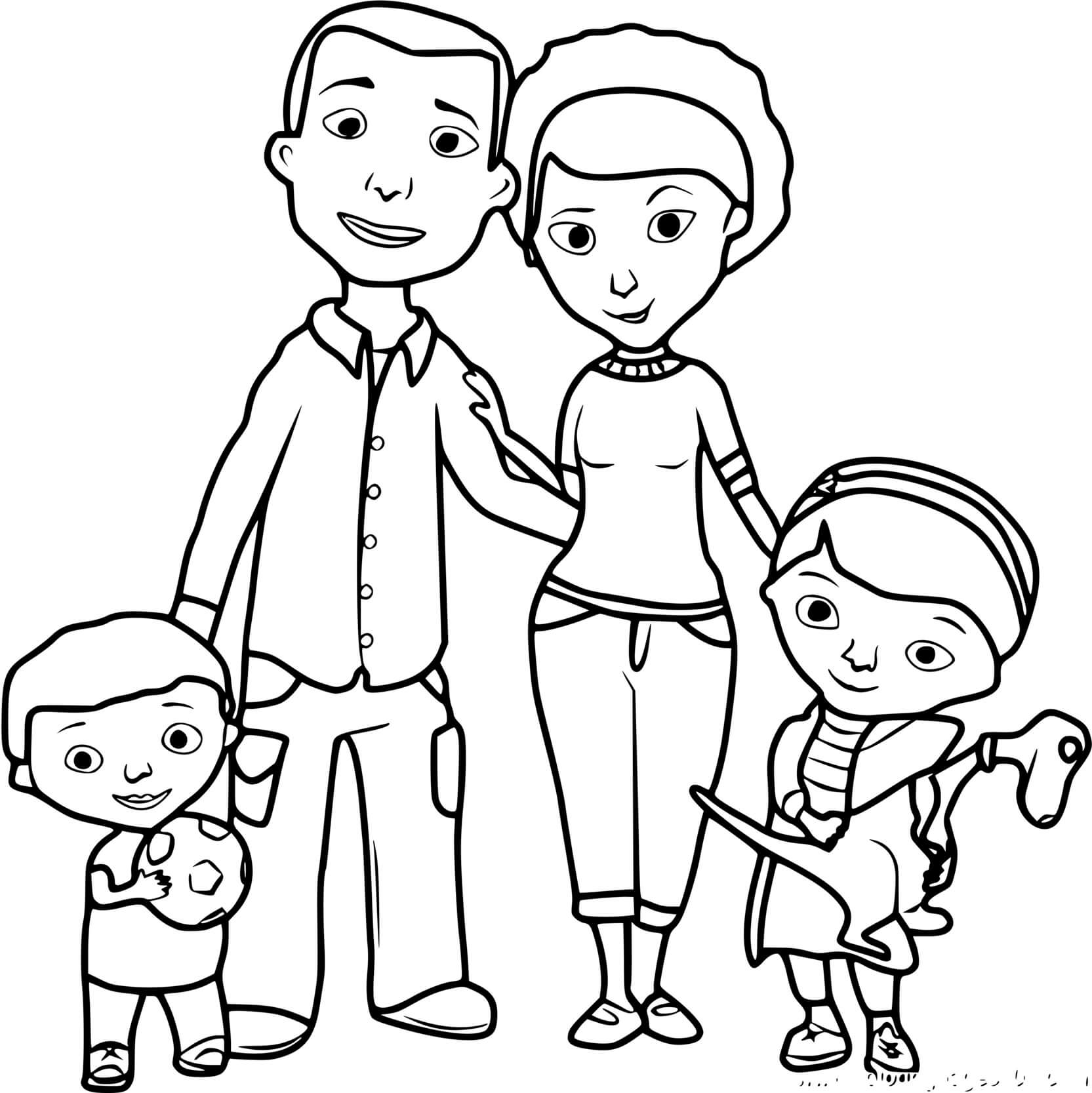 Coloriage Famille Avec Leur Enfants - Famille à imprimer