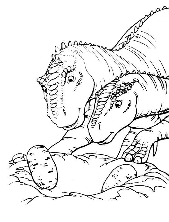 Coloriage Famille de bébés dinosaures Jurassic Park - Jurassic world park à imprimer