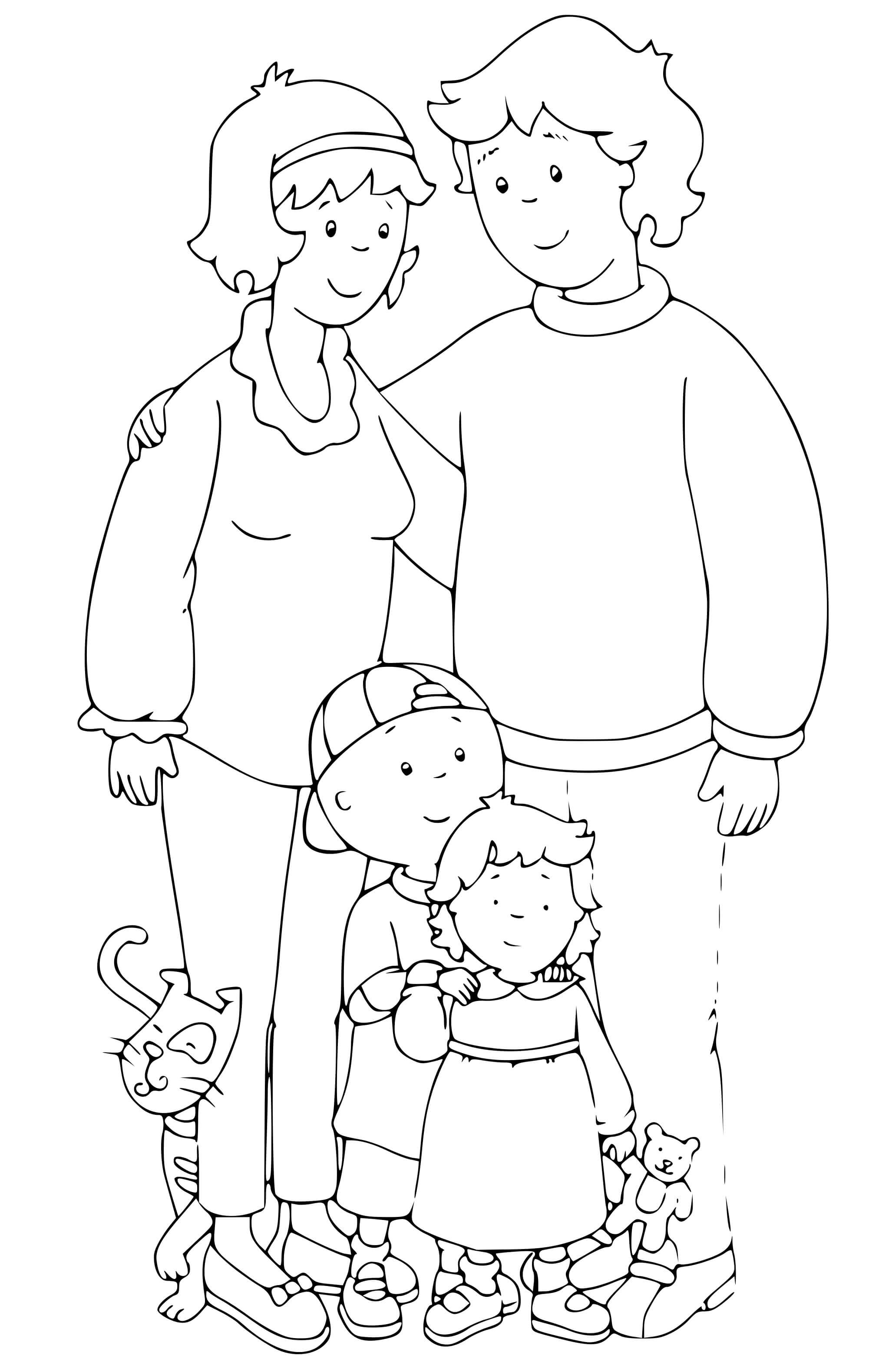 Coloriage Famille De Caillou - Famille à imprimer