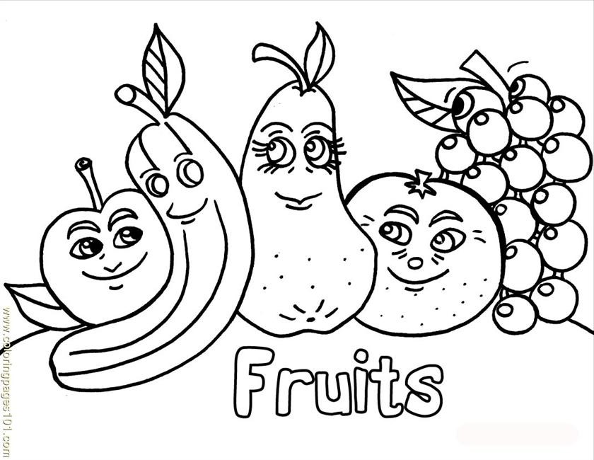 Coloriage Famille De Fruits - Fruits à imprimer