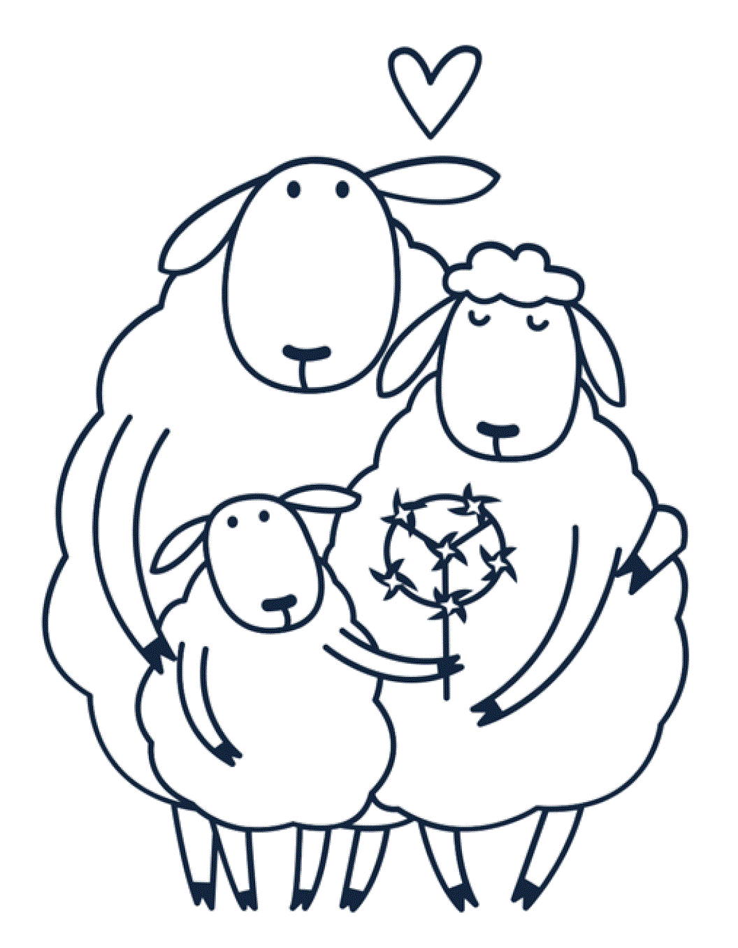 Coloriage Famille De Moutons - Mouton à imprimer