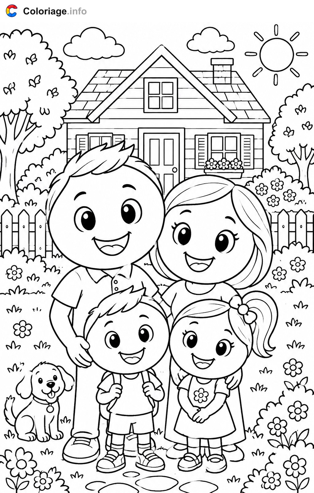 Ausmalbilder Smiley Familie — Ausmalbild zum Ausdrucken
