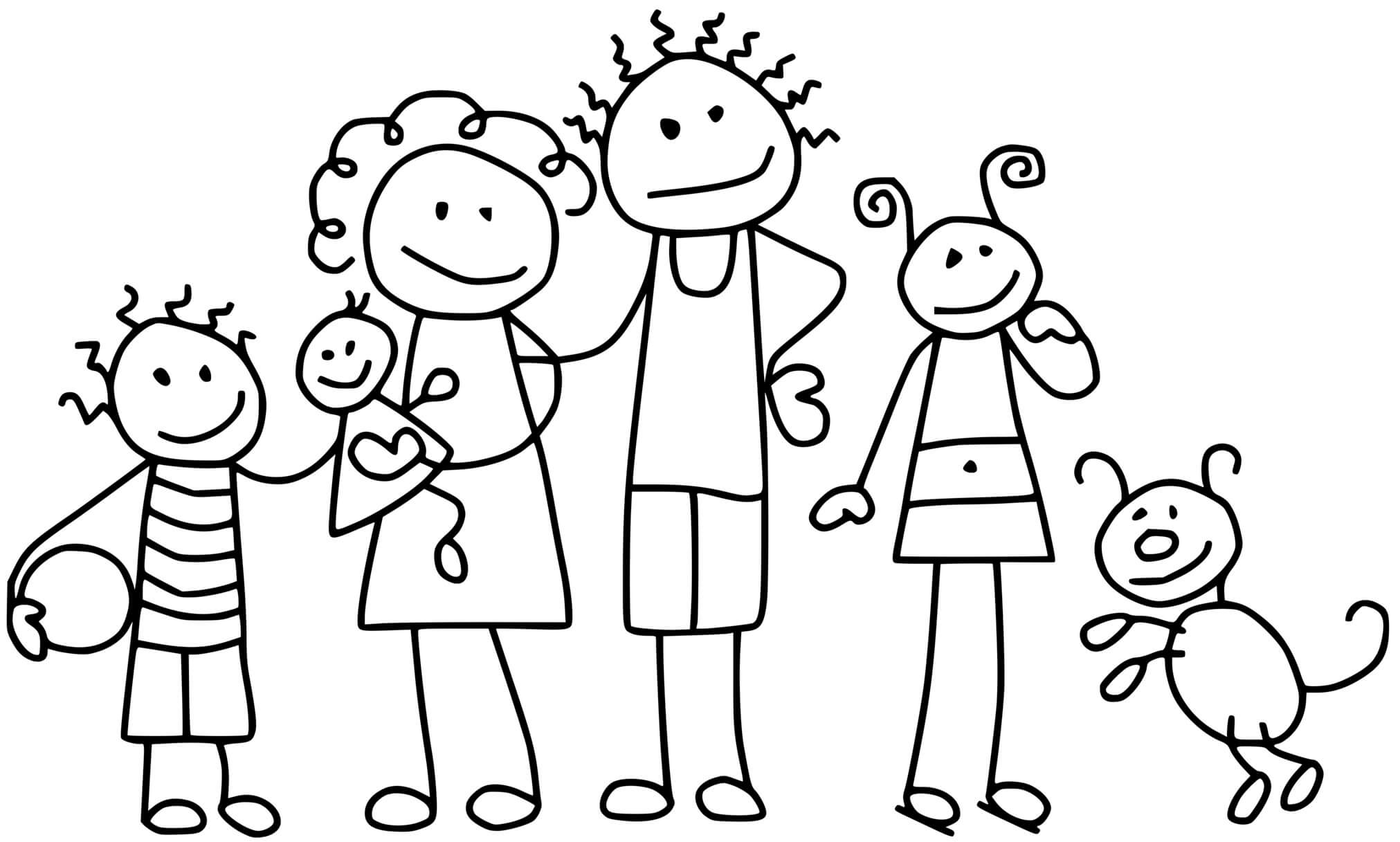 Coloriage Famille Maternelle Facile - Famille à imprimer