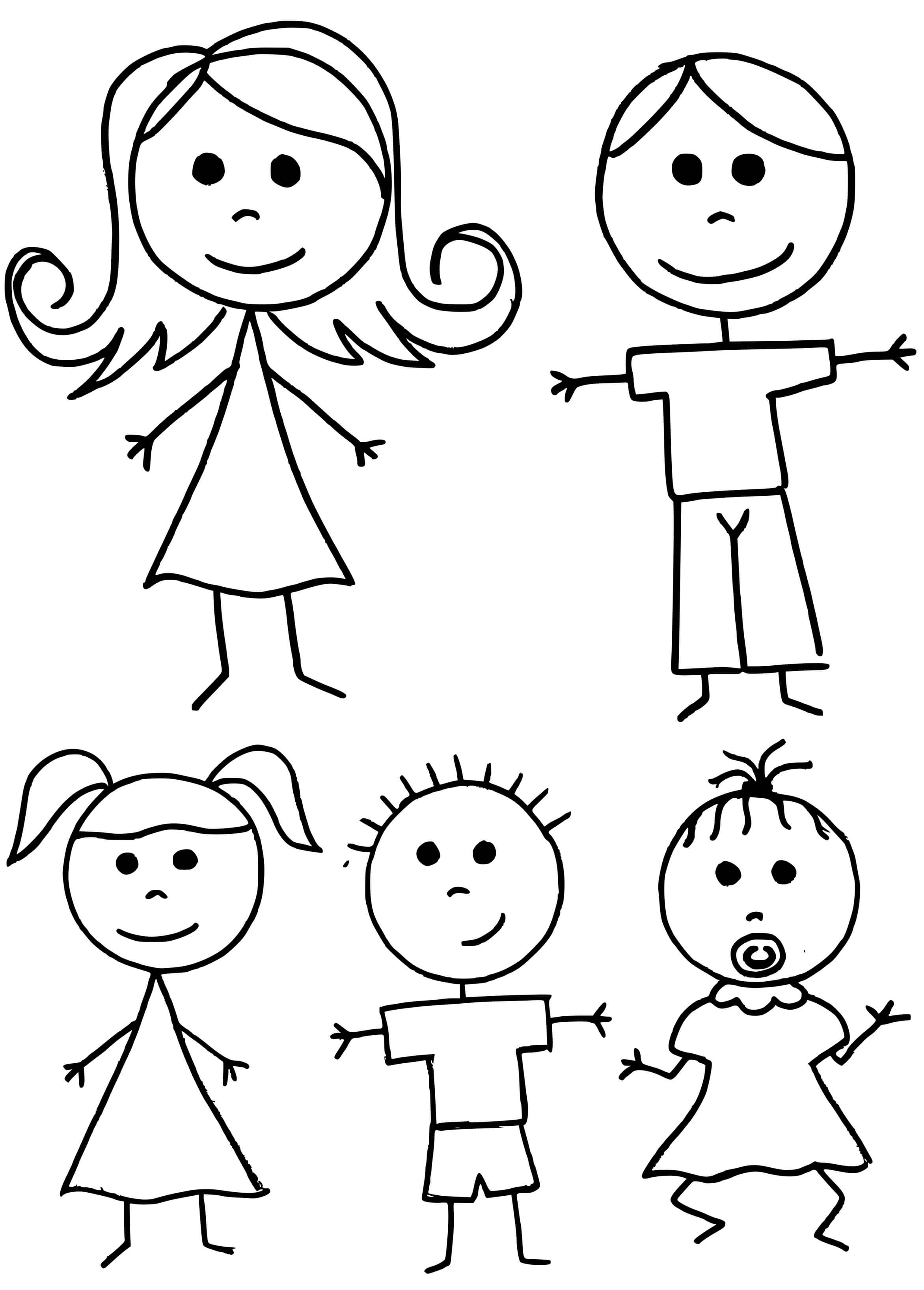 Coloriage Ma Famille Simple Maternelle - Famille à imprimer