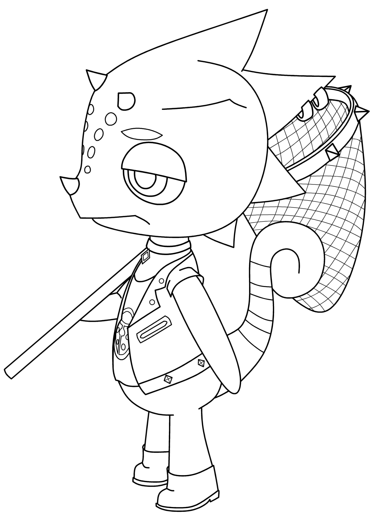 Coloriage Fan Art Animal Fishing - Animal crossing à imprimer