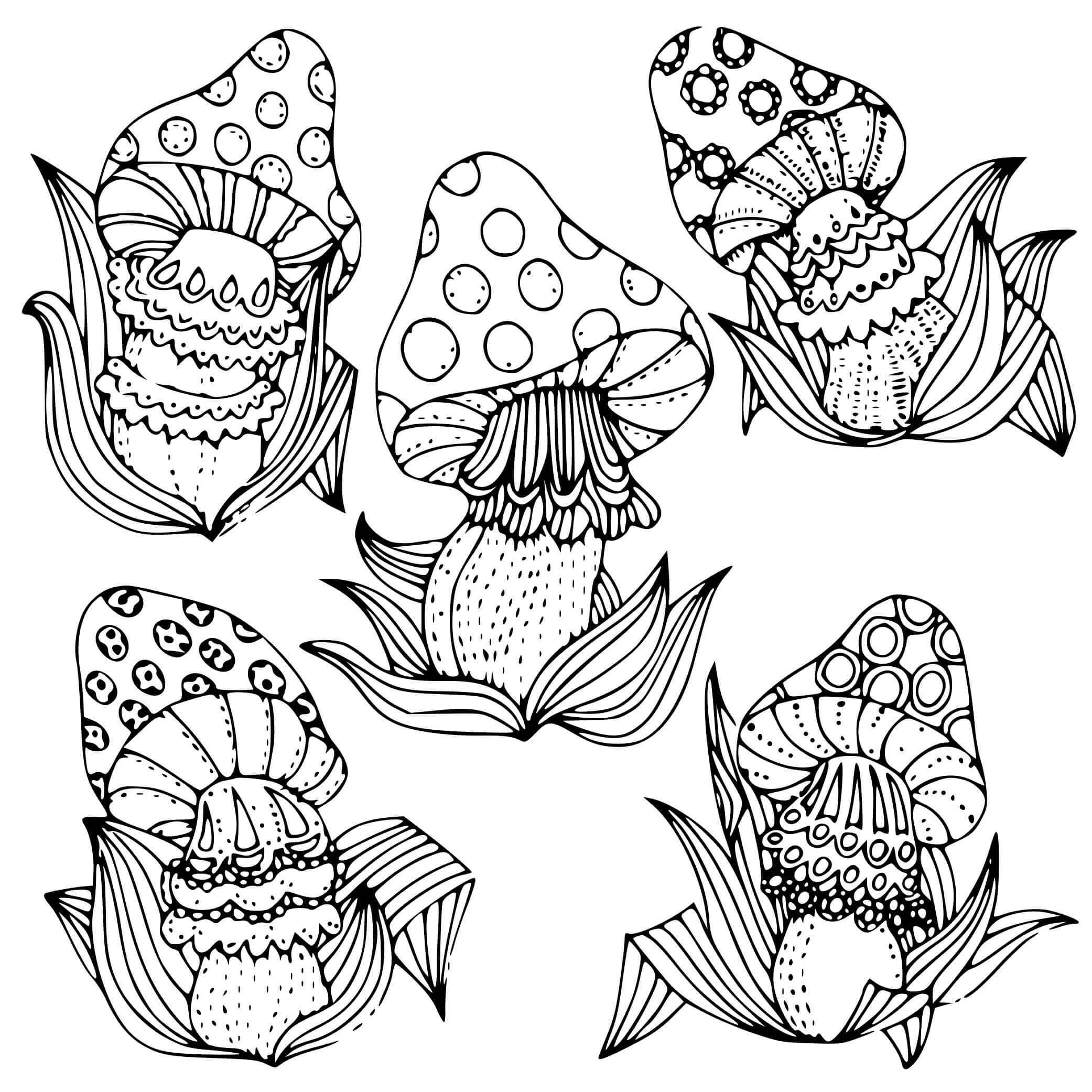 Coloriage Fantasy Mushroom Champignon - Champignon à imprimer
