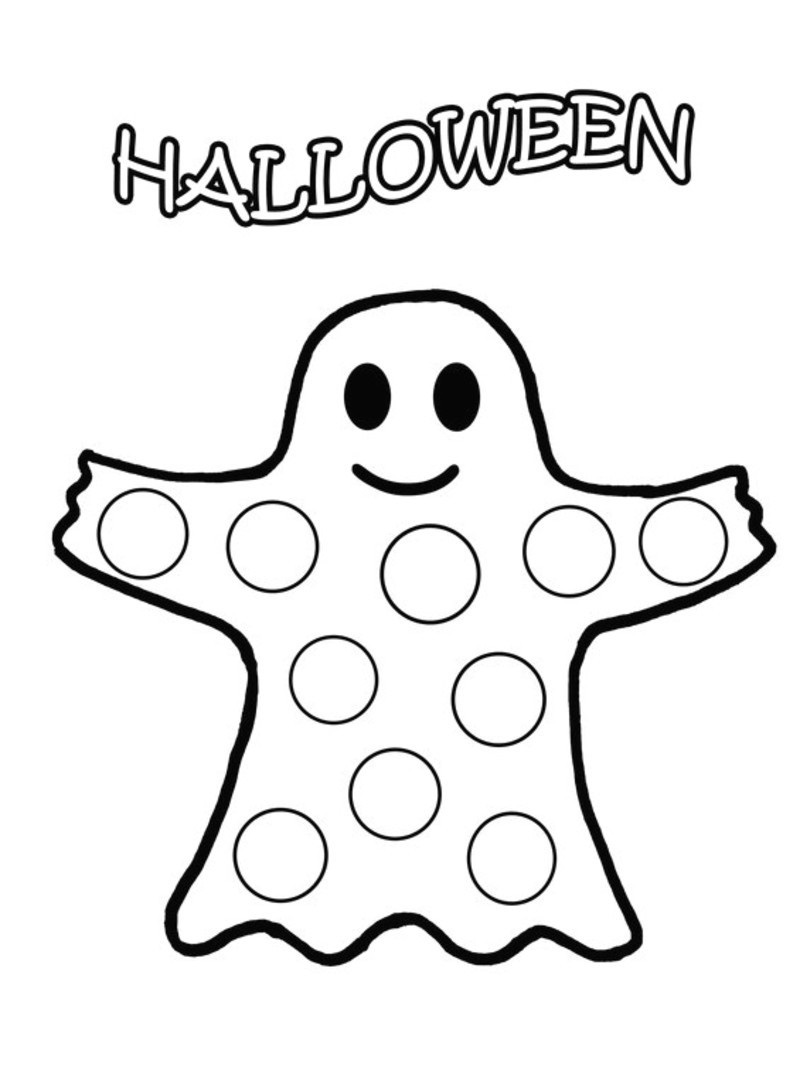 Coloriage Fantôme Blanc Pour Gommettes - Halloween fantome à imprimer