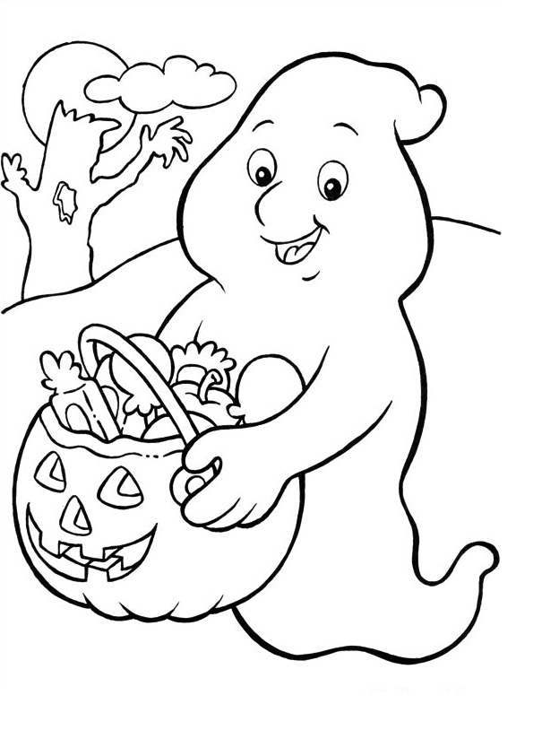 Coloriage Fantôme Donne Des Bonbons Halloween - Halloween fantome à imprimer