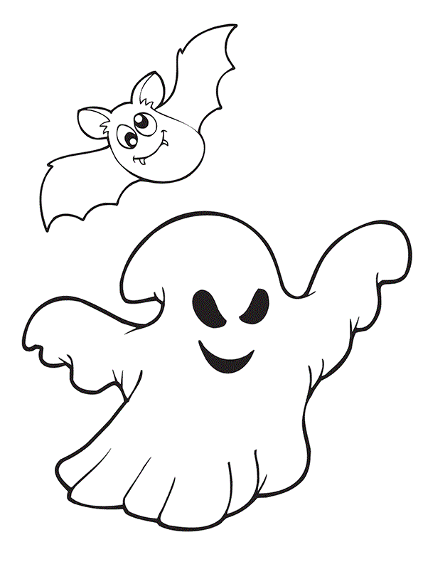 Coloriage Fantôme Et Chauve Souris Halloween - Halloween fantome à imprimer