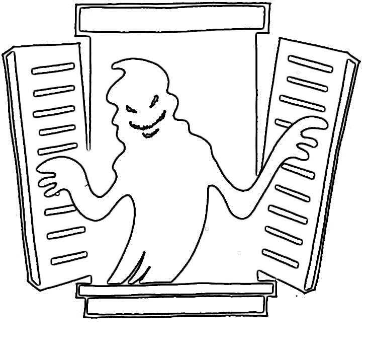 Coloriage Fantôme Qui Sort De La Fenêtre Halloween - Halloween fantome à imprimer