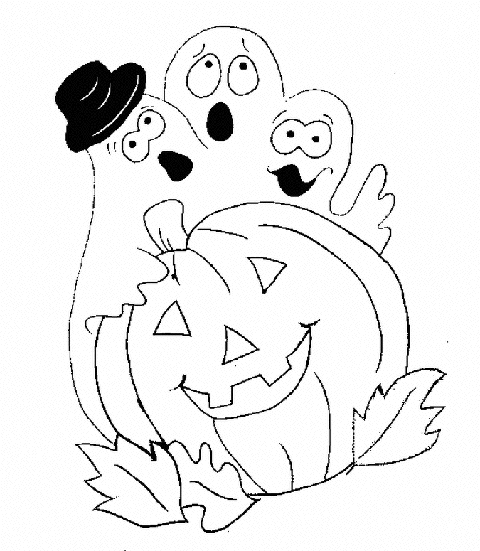 Coloriage Fantômes Et Citrouille - Halloween à imprimer