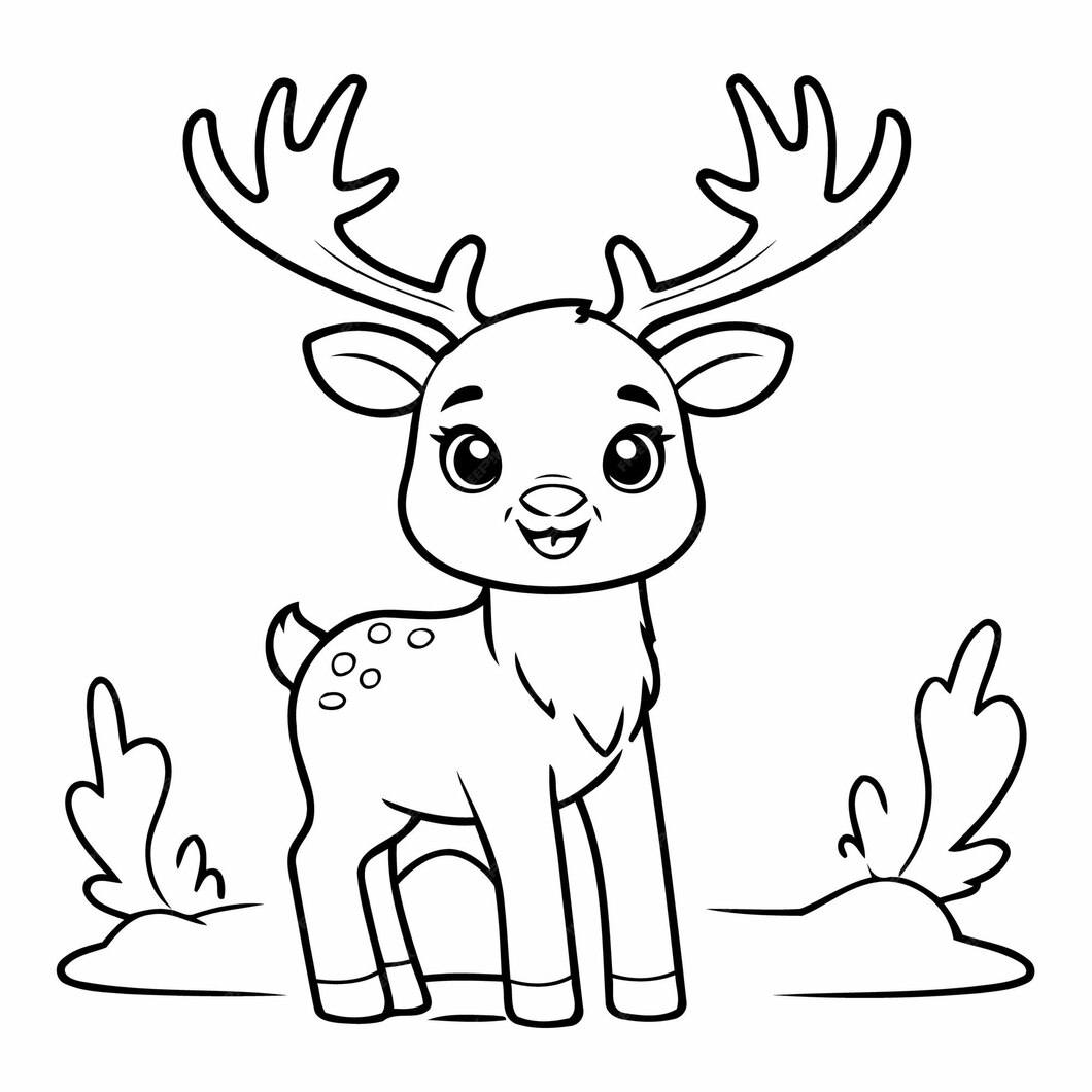 Coloriage Faon Jeune Cerf Forêt - Animaux mignon à imprimer
