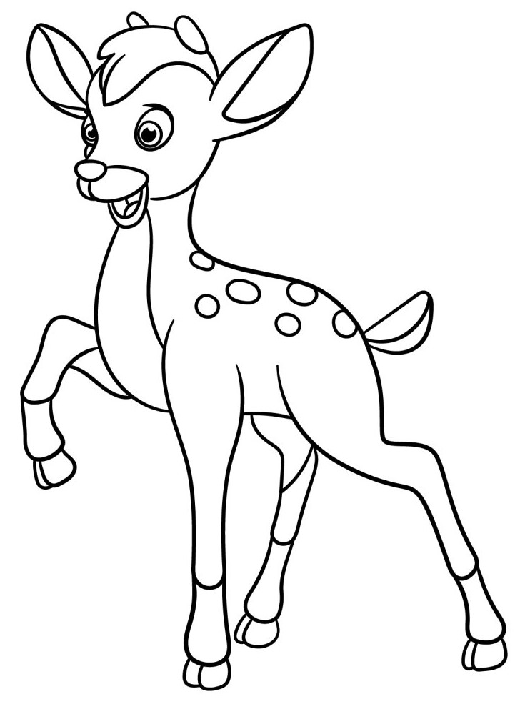 Coloriage Faon Kawaii - Cerf biche faon à imprimer