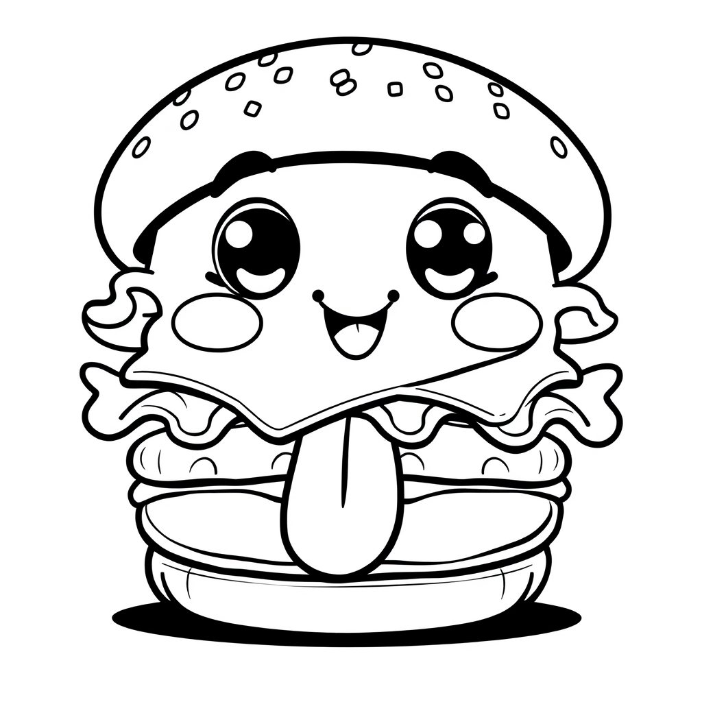 Coloriage Fast Food Kawaii - Kawaii nourriture à imprimer