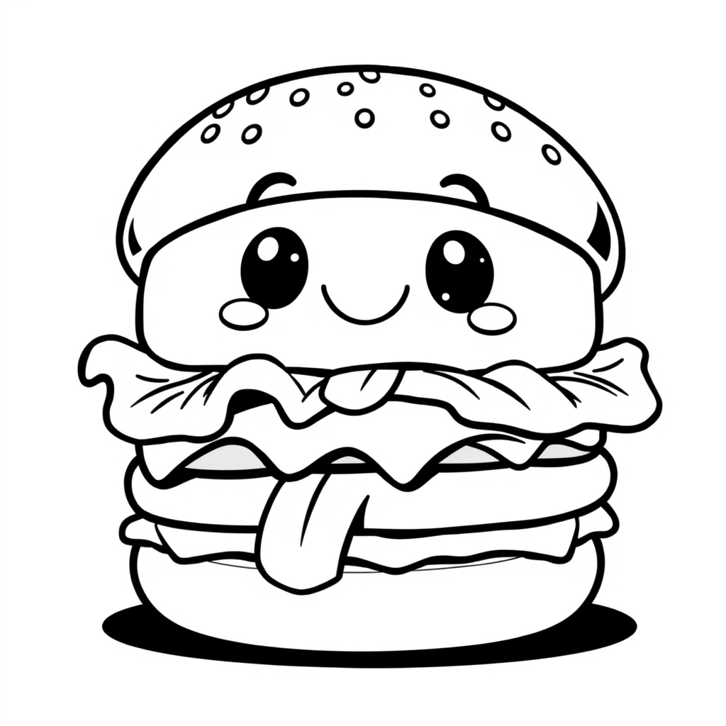 Coloriage Fast Food Nourriture - Kawaii nourriture à imprimer