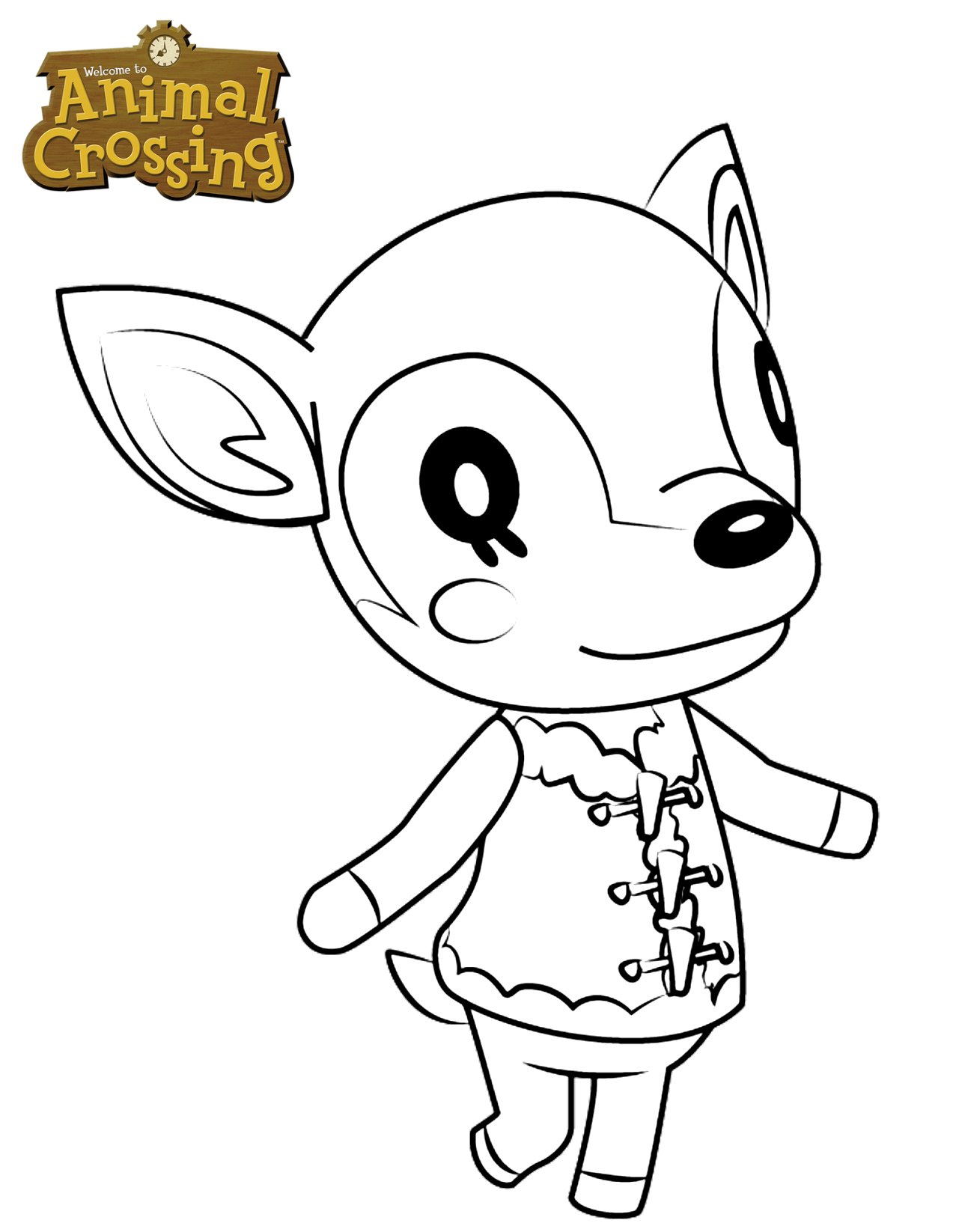 Coloriage Animal Crossing - Faon Fauna - Animal crossing à imprimer