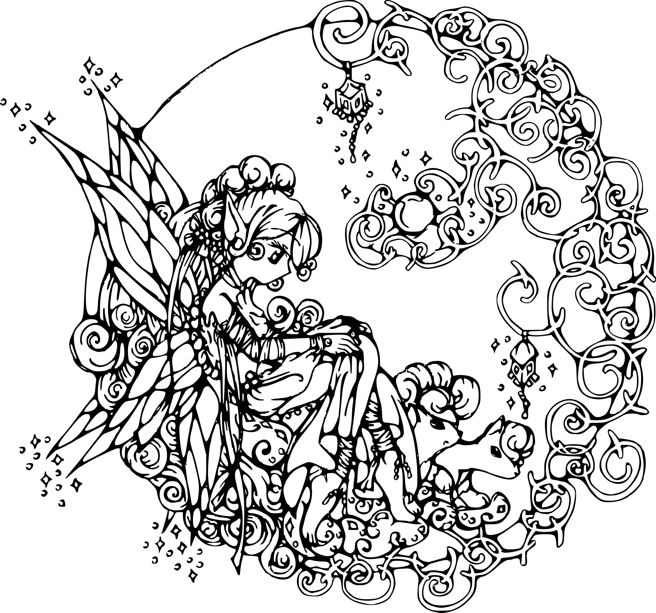 Coloriage Fée Adulte - Fée à imprimer