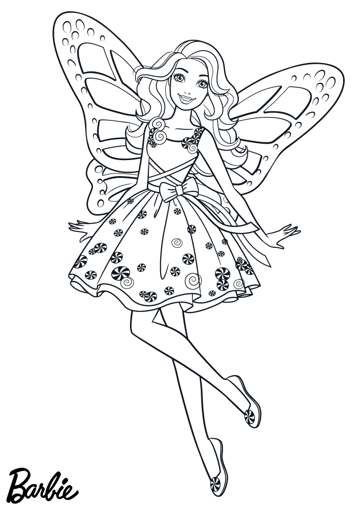 Coloriage Fée Candy Girl Barbie - Barbie à imprimer