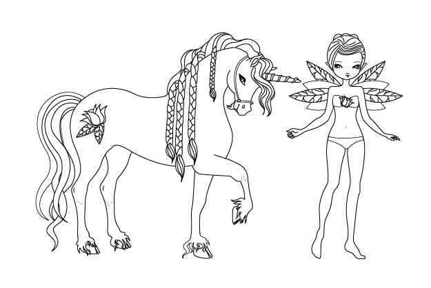Coloriage Fée Licorne - Fée à imprimer