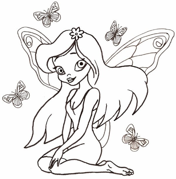 Coloriage Féerique Avec Des Papillons - Fée à imprimer