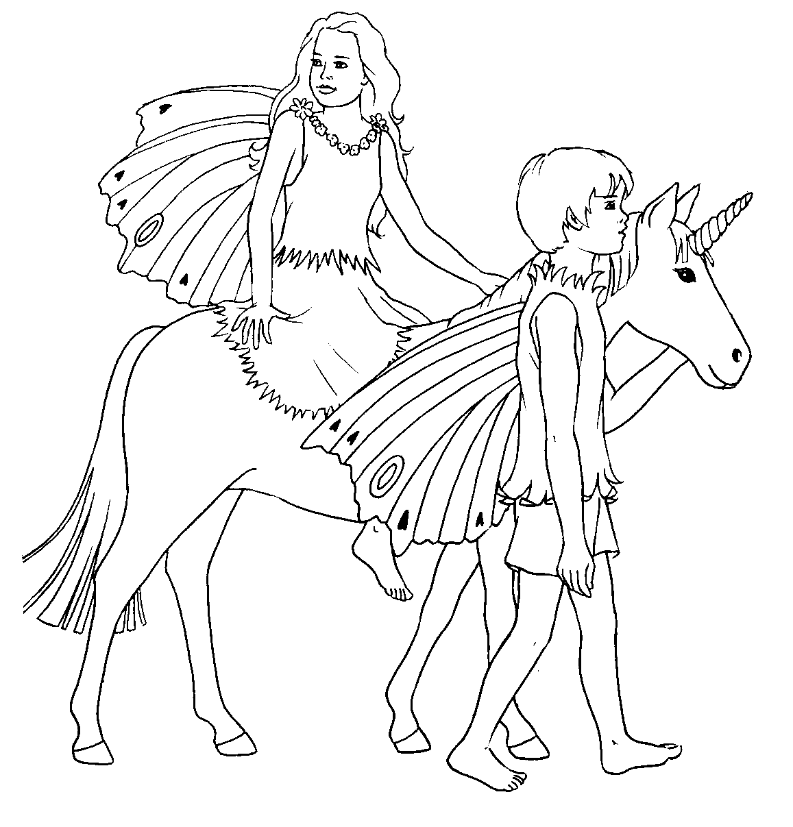 Coloriage Féeriques Licorne Fée - Fée à imprimer