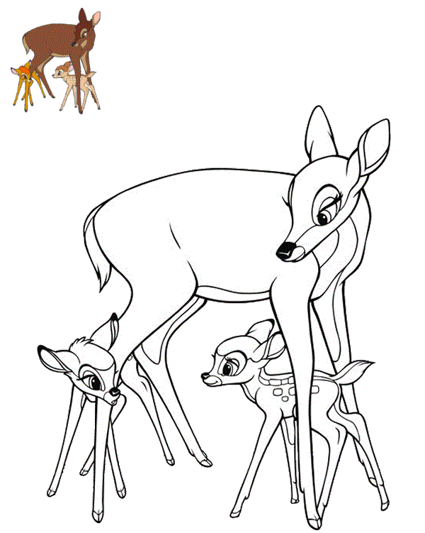Coloriage Feline Avec Geno Et Gurri De Bambi Disney - Bambi à imprimer