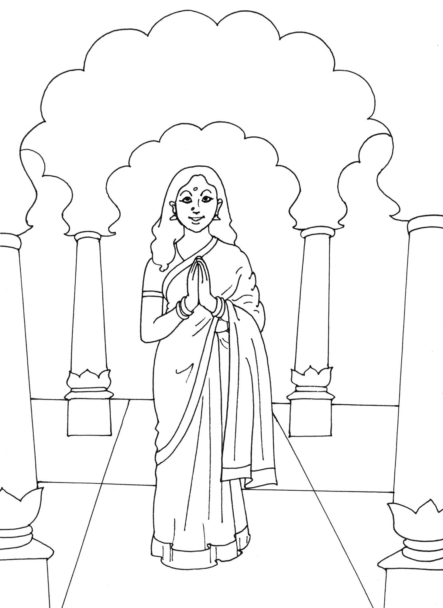 Coloriage Femme Indien En Inde Bienvenue - Gulli à imprimer
