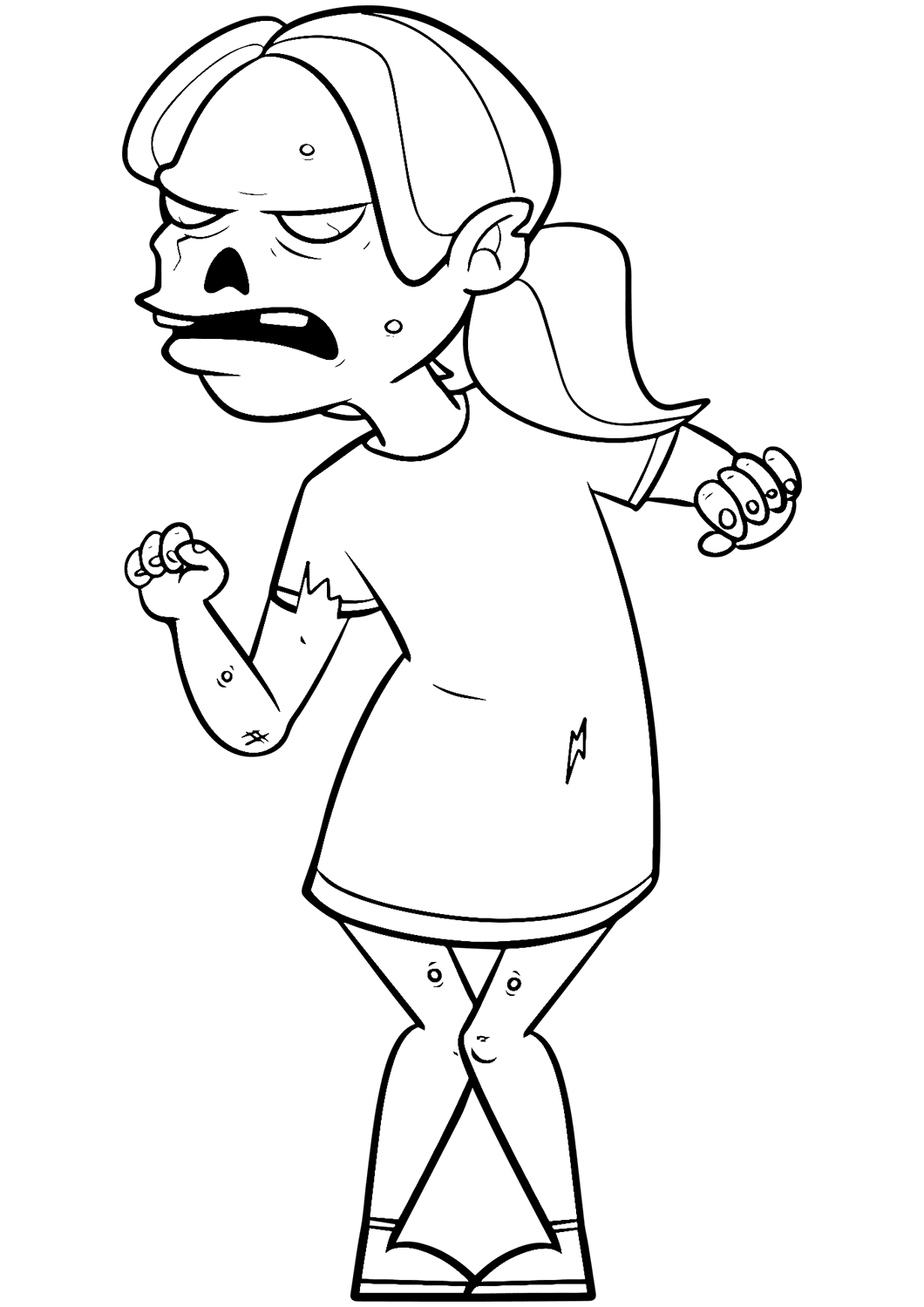 Coloriage Femme Zombie Diable - Zombie à imprimer