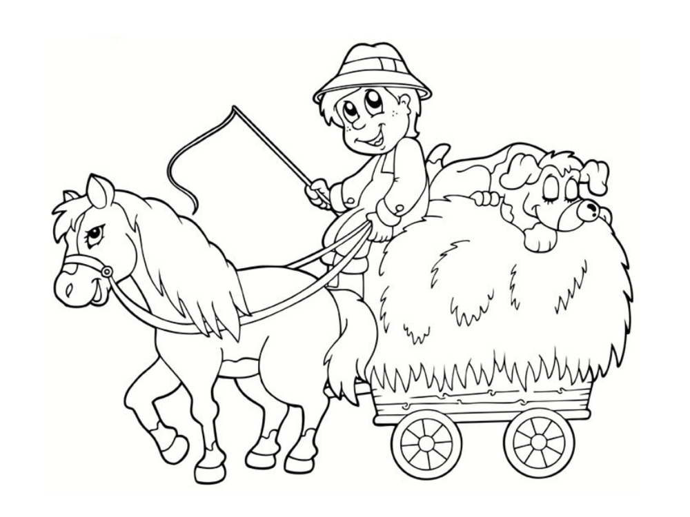 Coloriage Fermier Avec Le Poney - Poney à imprimer