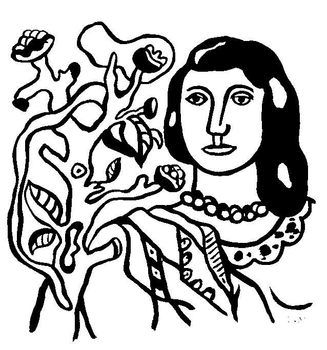 Coloriage Fernand Léger Femme Fleurs - Art à imprimer