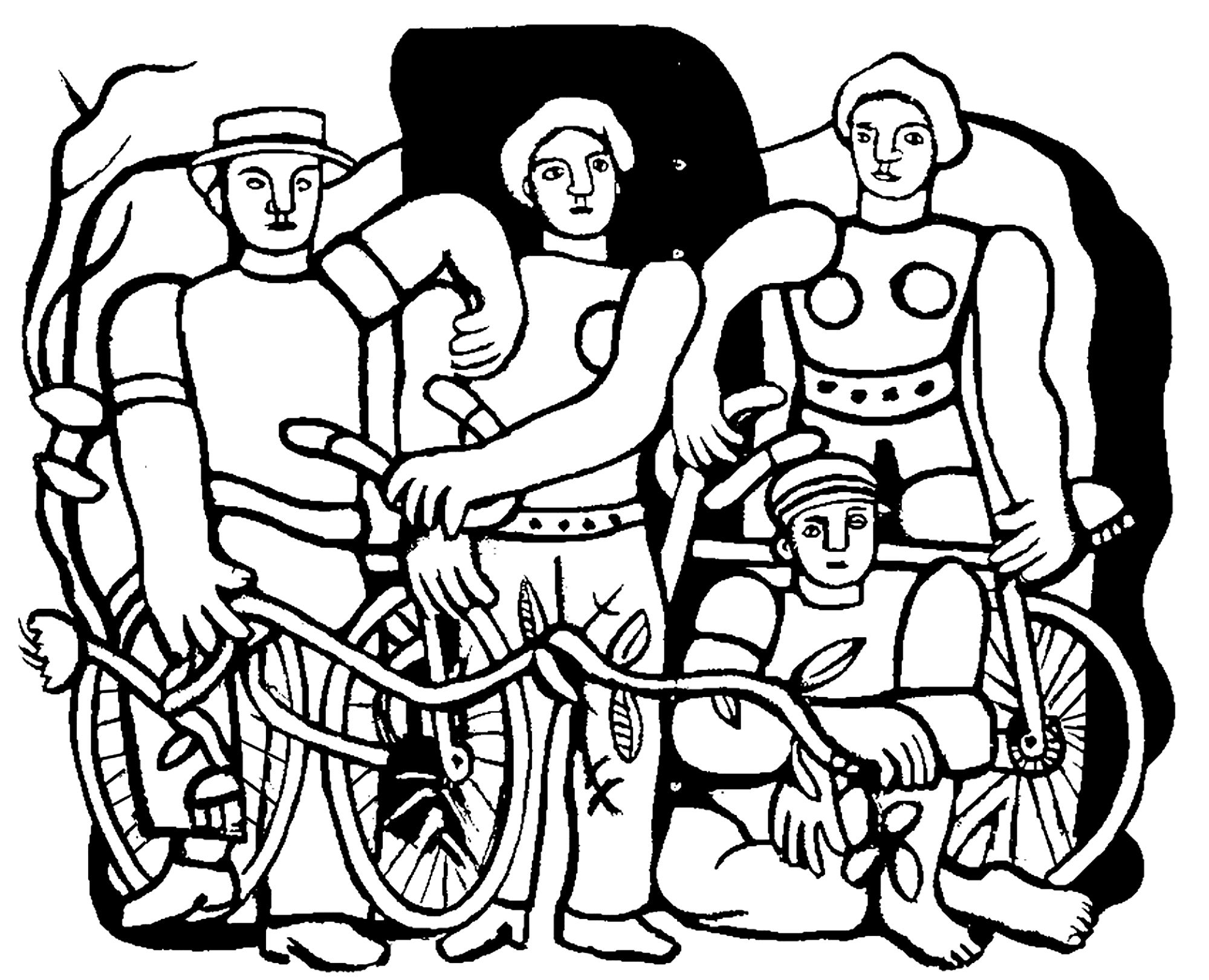 Coloriage Fernand Léger La Belle Équipe - Art à imprimer
