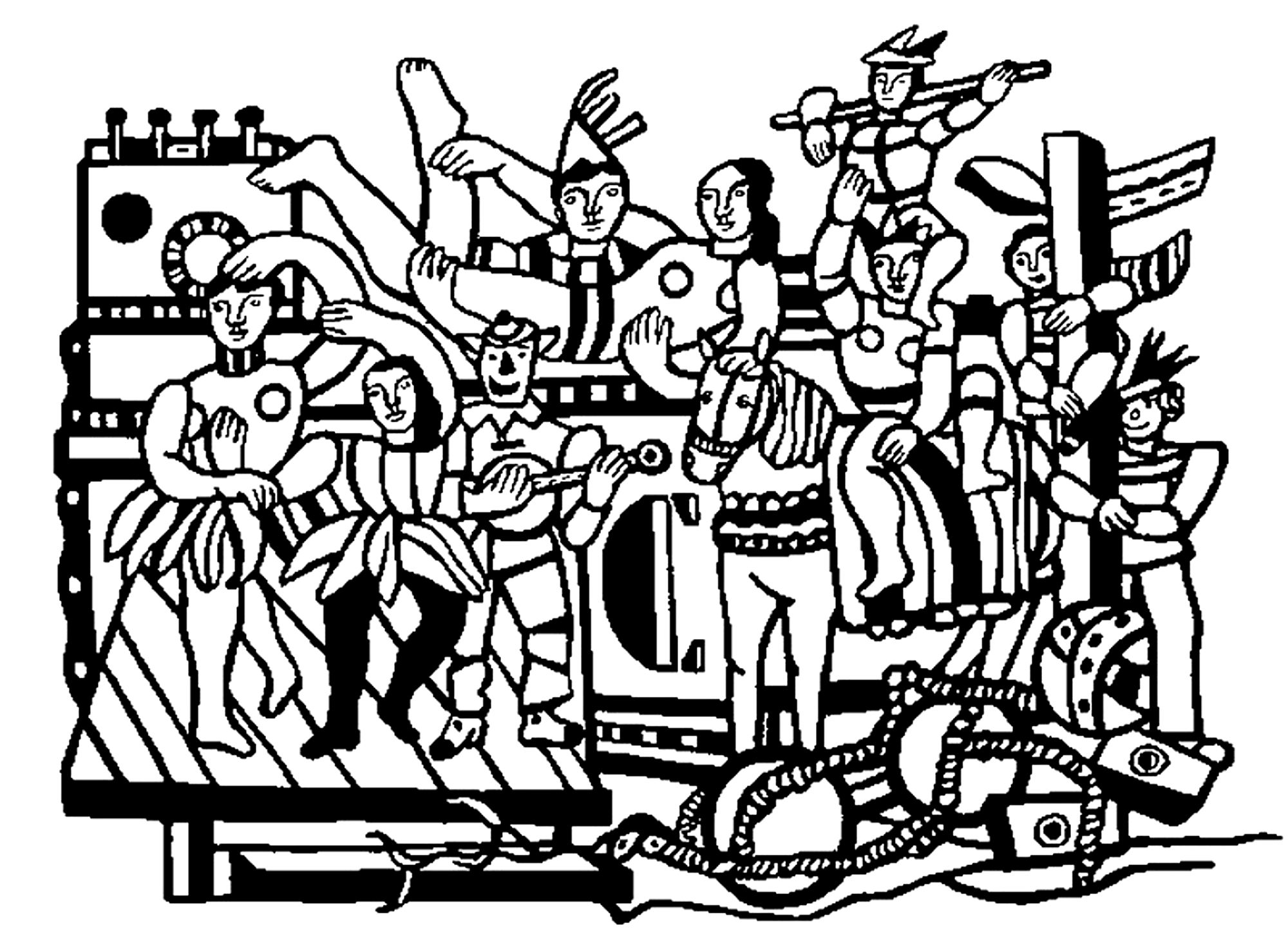 Coloriage Fernand Léger La Grande Parade - Art à imprimer