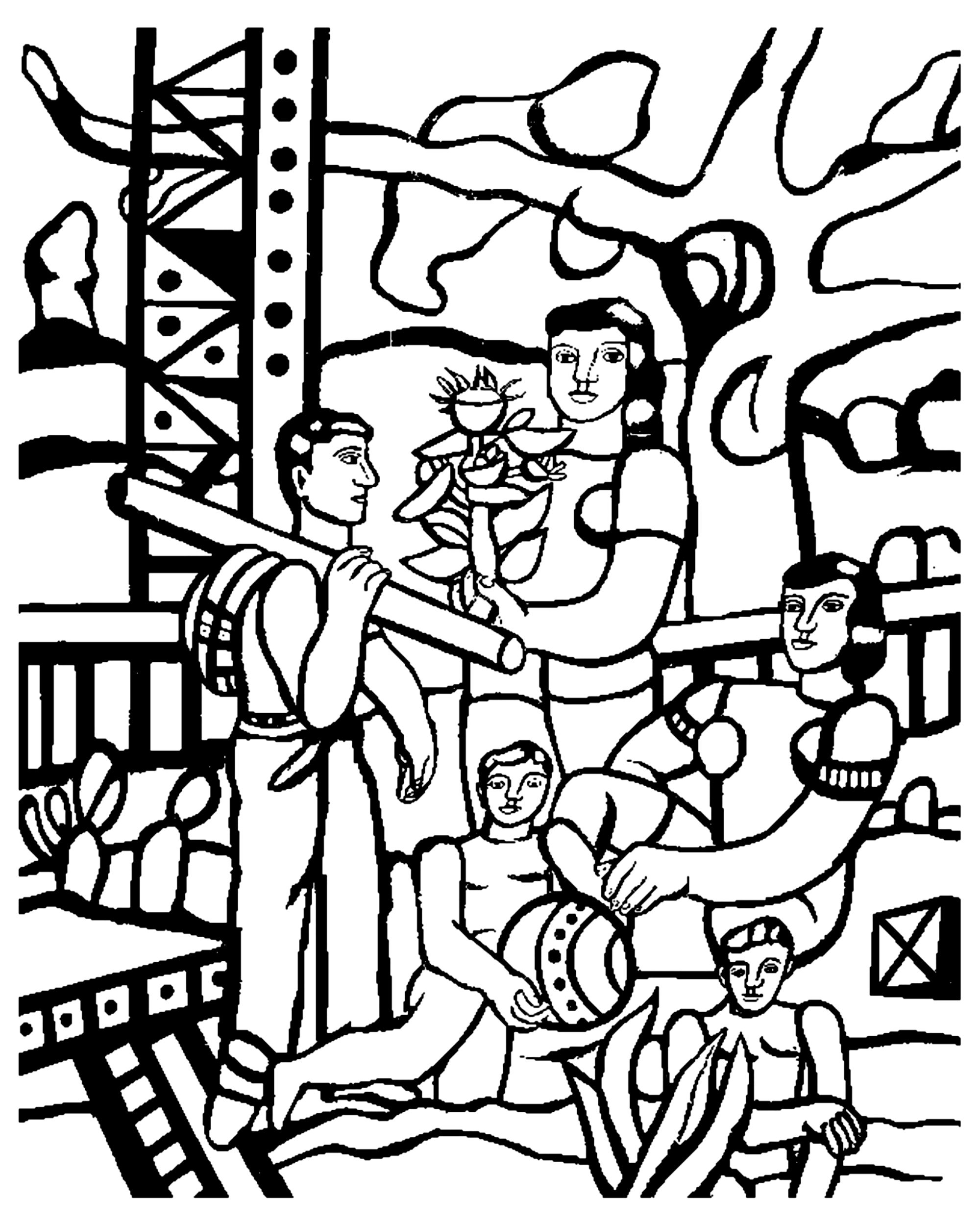 Coloriage Fernand Léger Le Campeur - Art à imprimer