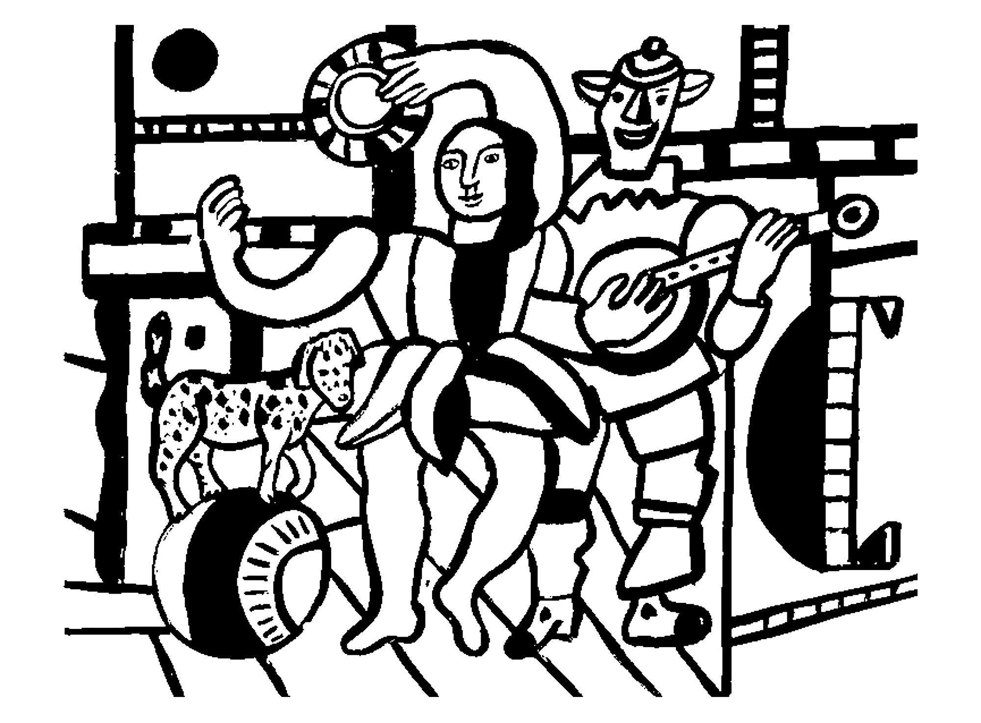Coloriage Fernand Léger Le Chien Sur La Boule - Art à imprimer