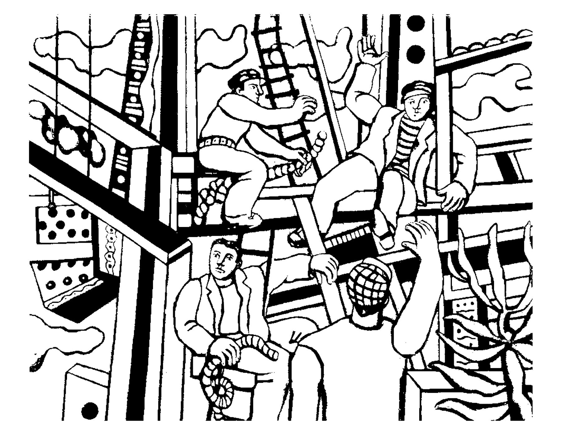 Coloriage Fernand Léger Les Constructeurs - Art à imprimer